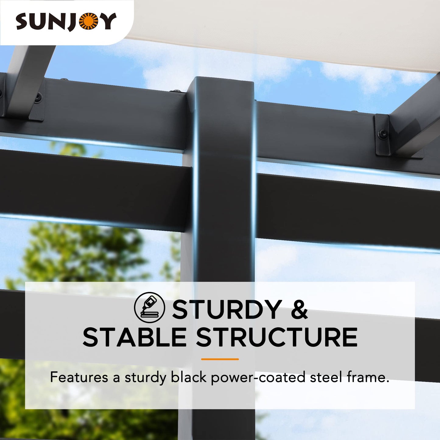Sunjoy Maverick 10x12ft Modern Steel Pergola, White Adjustable Shade