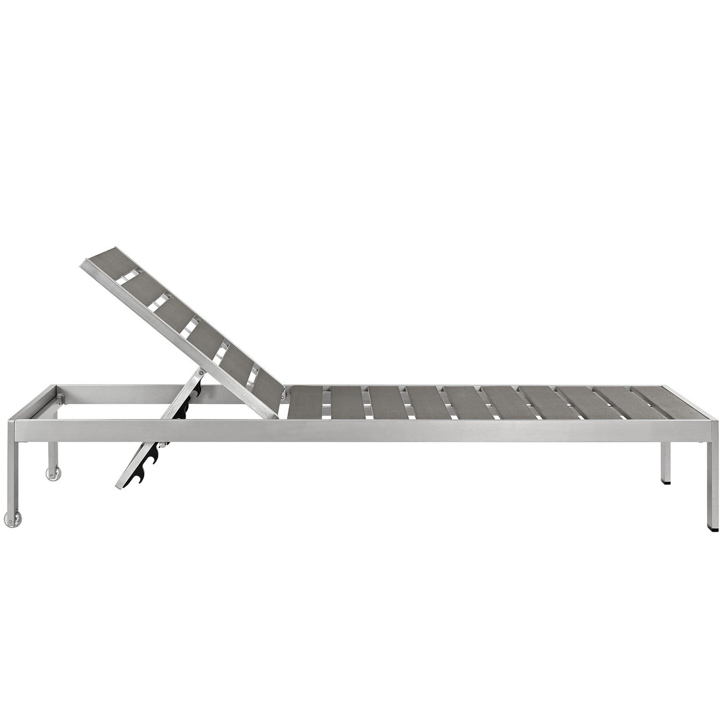Modway Shore 6-Piece Aluminum Chaise Lounge Set, Silver/Gray