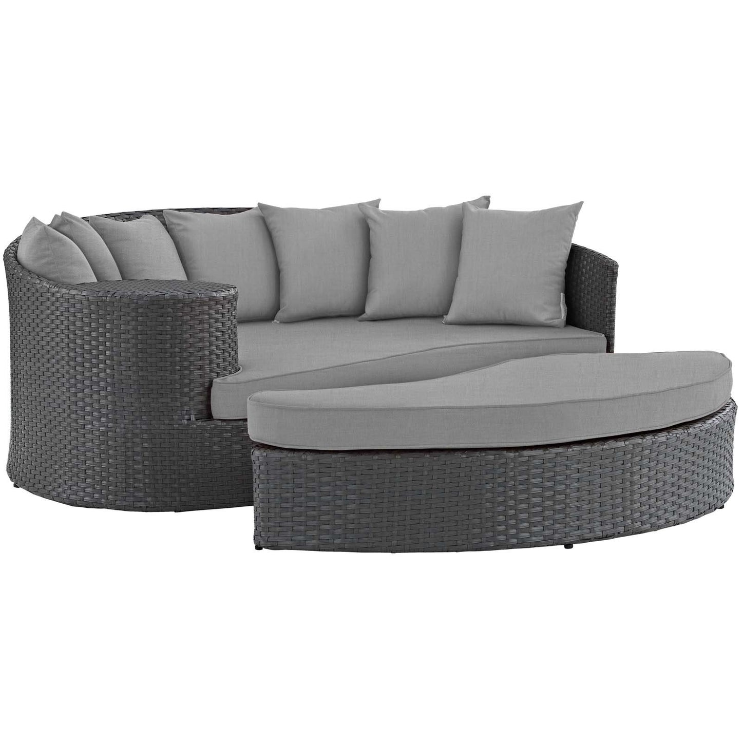 Modway Sojourn Outdoor Wicker Daybed, Sunbrella Fabric, Gray