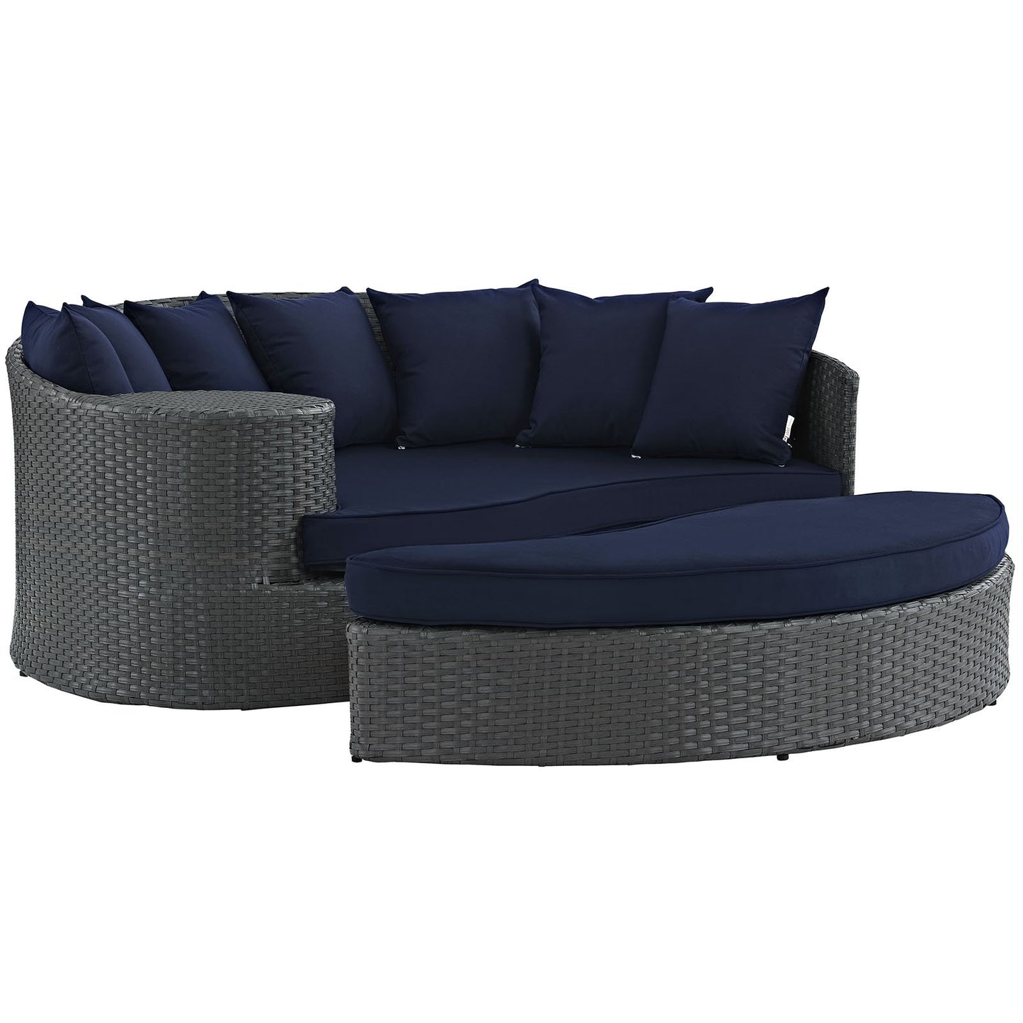Modway Sojourn Outdoor Wicker Daybed, Sunbrella Fabric, Navy