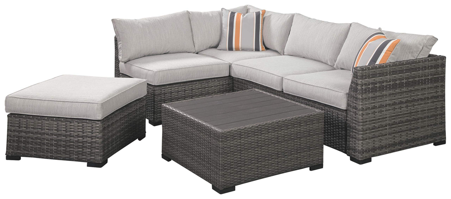 Signature Design Ashley Cherry Point 4-Piece Outdoor Seating Set, Gray