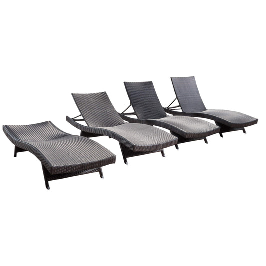 Christopher Knight Home Salem Outdoor Wicker Chaise Lounges, 4-Piece, Brown