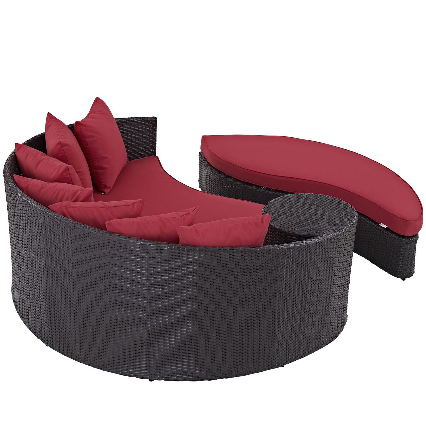 Modway Convene Outdoor Wicker Sectional Daybed, Espresso/Red